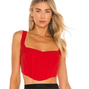 Bardot Mini Corset Bustier in Fire Red